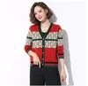22GG Sweater Women's Autumn Round neck striped fashion Long Sleeve Women High End Jacquard Cardigan knitting Sweaters Coats