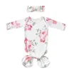 Nouveau-né bébé fille garçon sac de sommeil vêtements de nuit chemise de nuit et bandeau ensemble noué robe de bébé cadeau tenue à la maison