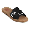 sandales d'origine célèbre designer femmes woody pantoufles mules plat chole sandales diapositives toile blanc noir voile femmes mode en plein air plage pantoufle chaussures