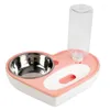 مغذيات Cat Bowls Automatic Water Dispenser Food Food Feeder شكل قلب حيوان أليف مشروب مزدوج