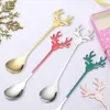 Creative Deer Head Stainless Steel Spoon Elk Coffee Spoon Household Kitchen Tableware Christmas Gift C0819