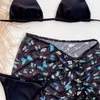 Sexy 3-teiliger Badeanzug mit Mesh-Print und Rock für Damen, Dreieck-Mikro-Bikini-Set, hochgeschnittene Badebekleidung, String-Badeanzug, Schwimmanzug 220611