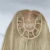 Nowy nadchodzący stado Podświetl Ash Blonde Virgin Human Hair Toppers Mono z otwartą bazą wątków dla przerzedzających kobiet