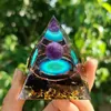 Orgonite Piramide Decor Generatore di energia Guarigione Sfera di cristallo Reiki Chakra Protezione Meditazione Figurine Resina Casa fatta a mano Orna5464051