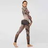 Yoga Set Fitness Clothing Camo Sports Wear für Frauen Fitnessstudio Langarm Tops Leggings Set Casual Hollow Out Active Wear Frau T220725