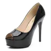 Kvinnor Mode Sexig Peep Toe Patent Läder Spring Office Pumpar Stor Storlek 34-39 Ladies Ultra High Heel Pumps Skor G220425