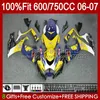 Suzuki GSXR-600 GSXR750 K6 GSX-R750 06-07 Bodywork 130no.22 GSXR 750CC 600CC 750 600 CC GSXR600 06 07 GSXR-750 2006 2007 사출 금형 페어링 노란색 재고