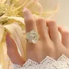 Cluster Rings Elegant White Oil Dripping Camellia For Woman Korean Fashion Flower Jewelry Party Girl's Sweet AccessoriesCluster Toby22