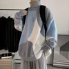 メンズセーターパッチワーク韓国のファッション衣類男性