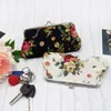 DHL100pcs Coin Purses Women Canvas Rose Prints Single Layer Phone Long Wallet