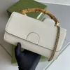 Echtes Leder Luxus Designer Gold Hardware Frauen Tasche Handtaschen Bambus Griff Schwere Kette Umhängetaschen Diana Rechteck Form Klappe F237K