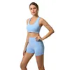 Stil 2 adet / takım Kadınlar Dikkatli Tayt Yoga Set Spor Giysileri Spor Sutyen Fitness Üst Yüksek Bel Takım Elbise Spor Şort + Sutyen 220330