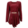 YTL Plus Size Women Blouse Elegant Diamond Lace Tunic Top Casual Vintage Tops Long Sleeve Shirt Red Black XXL XXXL 4XL 8XL H025 220402