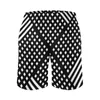 Men's Shorts Black White Striped Board Abstract Geometric Print Beach Men's Drawstring Pattern Swim Trunks Plus SizeMen's