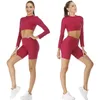 Zomer vitale naadloze sportpak vrouwelijke gym workout kleding fitness shorts crop top top high taille yoga korte leggings pakken t200605