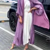 Ubranie etniczne Eid djellaba Abaya Dubai Kobiety moda błyszcząca hidżab rusza muzułmańska sukienka satynowa indyka islam Abayas240n