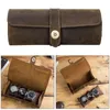 Watch Boxes & Cases Portable Exquisite Roll Travel Case Chic Handmade Leather 3 Slots Storage Box With Slid In Out Organizers Gift