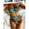 Conjunto de bikini de cintura alta traje de baño para mujer 2 piezas con volantes traje de baño blanco femenino brasileño biquini sexy traje de baño bañista 220518