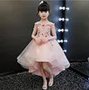 Flower Girls Dresses Stereo Flower Applique Dew Shoulder Princess Dress for Kids spets Tulle Long Dress Ball Gown Children Pageant Dress