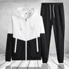 Erkek Eşofmanlar Siyah Ve Beyaz Adam Giyim Pamuk Eşofman 2022 Giyim Sonbahar Renk Kontrast Pantolon Koşu Seti Tişörtü Bahar Setleri