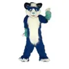 Hallowee Blue Long Fur Wolf Mascot Costume Top Quality Cartoon Animal Personaggio a tema Anime Carnevale Adulto Unisex Dress Christmas Birthday Party Outdoor Outfit
