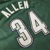 후퇴 정통 스티치 농구 Ray Allen Jersey Giannis 34 Antetokounmpo Retro Green 1996-97 통기성 스포츠 진짜 검은 유니폼 반바지