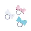 Keychains Cute Bow Car Keychain Pendant Creative Personality Shine PU Leather Girls Key Ring Simple Solid Color WholesaleKeychains