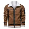 EUR/US -maat Heren Casual faux bont Leather Jacket Motorfiets PU Jackets Winter Outerwear Men Men Bont kraagjassen Mannelijke kleding L220801