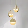 Pendellampor nordisk dimslampa guld klar enkel kreativ glasbelysning design upphängning e27 matsal kaffesilverljusspendant