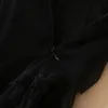 스프링 v 넥 레이스 패널 드레스 검은 긴 소매 검은 색 단색 미드 송프 모조리 드레스 22G210040 플러스 사이즈 XXL