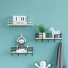 Hooks & Rails Iron And Wooden Board Storage Basket With Hat Key Rack Hangers Holder Wall Hook Home Decoration Hang For KeysHooks