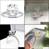 Solitaire 925 Sterling Sier 2ct Almofada Corte Anéis de Noivado de Casamento Diamante para Mulheres Moda Anel dedo Fine Jewelry Atacado Drop Deliv