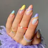 24pcs migdałowe Fałszywe paznokcie Krótkie francuskie prasa do projektowania na paznokci sztuczna baletnica Pełna okładka Fałszywe końce paznokci