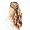 90x90cm Silk Head Scarf Women Leopard Print Hair Scarve Summer Foulard Femme Satin Kerchief Square Neck Headscarf Bandana
