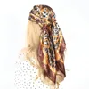 90x90cm Foulard en soie femmes imprimé léopard Foulard de cheveux été Foulard Femme Satin Foulard col carré Foulard Bandana