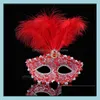 Maske Tüyleri Düğün Partisi Maskeler Maskeli Yapı Venedik Kadın Lady Seksi Karnavalı Mardi Gras Kostüm G1171 Damla Teslimat 2021 Festival Tedarik