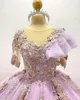 Robes De Quinceanera en dentelle lilas, avec des appliques en dentelle et des perles, demi-manches, robes De bal, 15 ans, 2022