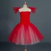 Sahne Giyim Kırmızı Uzun Bale Tutu Elbise Çocuk Kız Yetişkin Kadın Romantik Çağdaş Dans Balerin Kostümleri