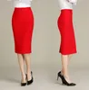 Plus Size Black Red Burgundy Skirt Women Office Business Wear Ladies Work Split Stretch Hips-Wrapped Bodycon Pencil 220322