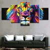 Imagens modulares decoração da sala de estar arte da parede impressões hd cartazes abstratos 5 peças pintura em tela colorida cabeça de leão sem moldura