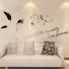 DIY Feather Mirror Wall Stickers Large Size Decals Home Living Room Bedroom Decoration Bathroom Acrylic Sticker Mural Y200103