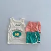 Mi verão roupas de bebê conjunto frutas estampas de coletoras de colete casual meninos tee e shorts 220602