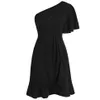 Women Summer Casual Dresses Sexy One Shoulder Irregular Ruffle Hem A Line Solid Swing Skater Mini Dress