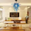 Popul handblåst glas ljuskrona ljus konst dekor murano stil hängande led pendellampor hotell glasbelysning