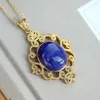 Kedjor Lapis Lazuli Retro Court Style Light Luxury Geometric Halsband Ancient Gold Craftship Exquisite Pendant Ladies Jewelrychains Ell