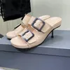 Sandal patentläder högklackade tofflor designer skor 80mm damer lyx sandaler tofflor toffel vår sommar nya unika tofflor retro mode flip-flop