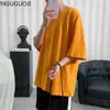 YASUGUOJI Plain Oversize T Shirt Uomo Bodybuilding e Fitness Allentato Casual Stile di vita Abbigliamento Tshirt Uomo Streetwear HipHop Top 220521