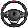 Steering Wheel Covers 38cm Red Mark Crystal Carbon Fiber Leather Wear-resistant Non-slip Hand-stitched Sport Style Cover