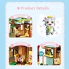 Qman Cat Lovely Street View Children's Building Block Diy Cheese Milk Tea House Education Toys Girls Födelsedagspresenter G220524