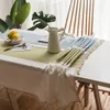 Japan stil bordduk vanlig ränder bordsduk Anti-scalding soffbordskåpa med tofsar dekoration rektangulär form